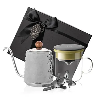 【PO:Selected】丹麥手沖咖啡禮盒組(手動不鏽鋼咖啡磨2.0/咖啡玻璃杯350ml-共4色) 歷史價格詳細信息