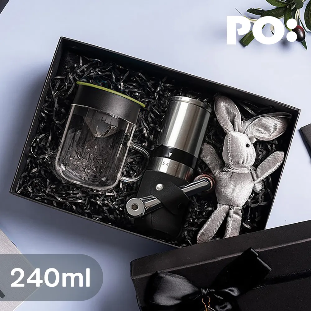 【PO:Selected】丹麥手沖咖啡禮盒組(手動不鏽鋼咖啡磨2.0/咖啡玻璃杯350ml-共4色) 歷史價格詳細信息