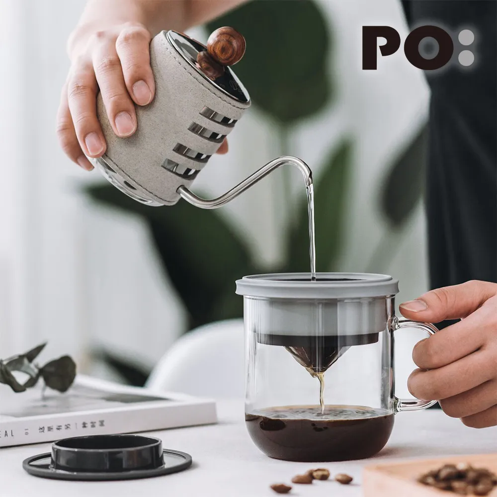 【PO:Selected】丹麥手沖咖啡二件組(手動不鏽鋼咖啡磨2.0/咖啡玻璃杯240ml-灰) 歷史價格詳細信息