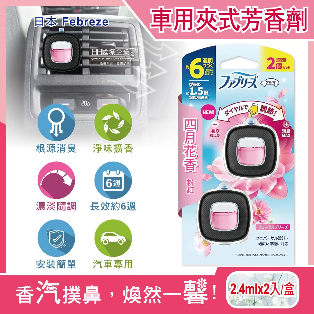 (2盒)日本Febreze風倍清-車用夾式芳香劑(4款可選)2.4mlx2入/盒 歷史價格詳細信息