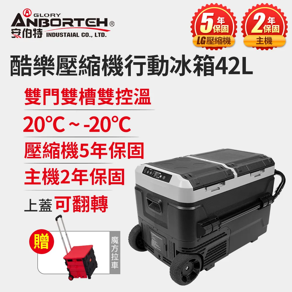 【酷樂】冰箱 雙門雙槽雙控溫壓縮機行動冰箱 42L ABT-E082(車麗屋) 歷史價格詳細信息