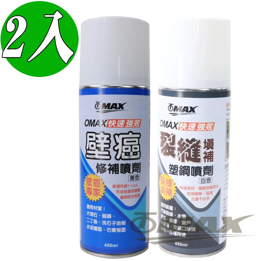 OMAX強效裂縫填補塑鋼噴劑+強效快速壁癌修補噴劑(組合包) 價格比較,價格查詢,歷史價格詳細信息