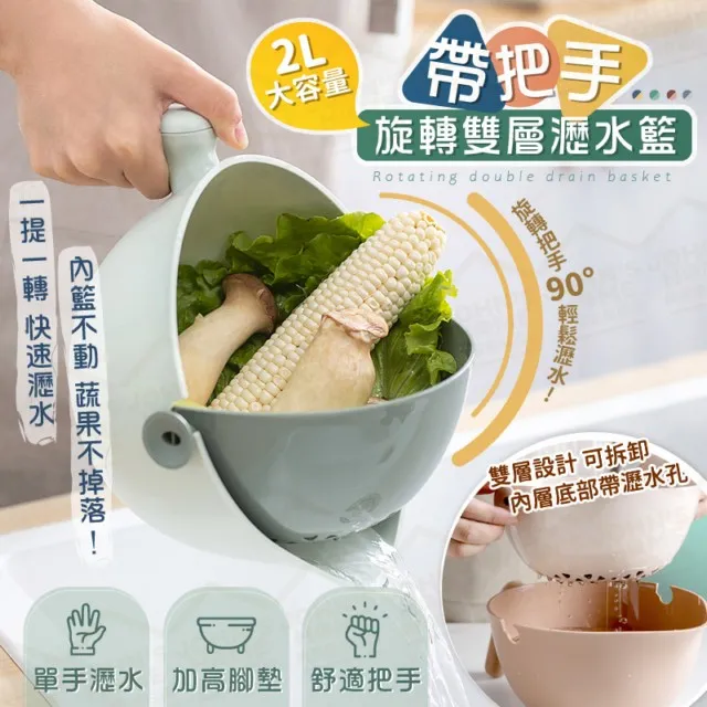 雙層旋轉瀝水籃 旋轉瀝水籃 瀝水盆 洗菜籃 洗米盆 水果籃 蔬果盆 瀝水架 雙層洗菜籃 【BE1124】 歷史價格詳細信息