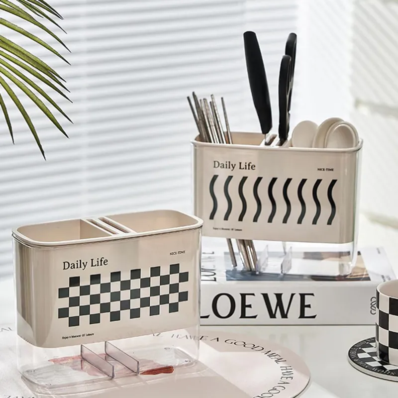 奶油風筷子筒 筷子收納盒 廚房高顔值好物瀝水筷籠 筷子桶刀叉勺收納筷子收納盒 35GE-滿299發貨唷~ 歷史價格詳細信息