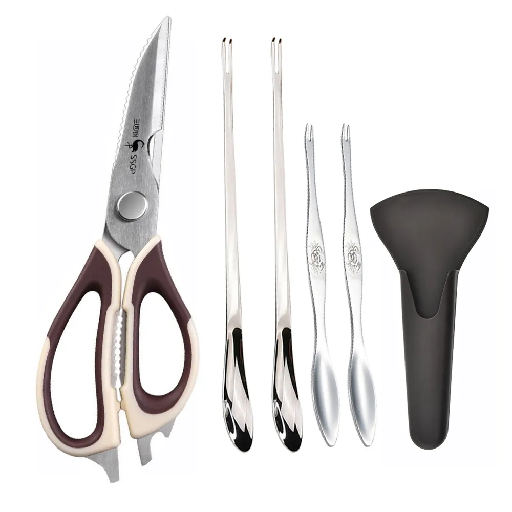 PUSH!餐具不鏽鋼吃螃蟹工具蟹夾蟹具核桃夾2件套D32 歷史價格詳細信息