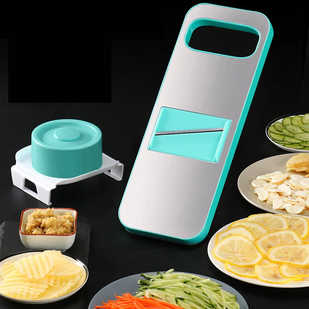 PUSH!廚房用品防切手多功能切片切菜器刨絲器切絲(可薄切檸檬)D127藍綠色 歷史價格詳細信息