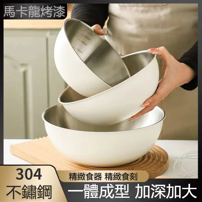 廚房烘焙打蛋盆 不鏽鋼和面盆 帶刻度料理盆 沙拉碗 韓式拌飯冷麵碗大湯碗 攪拌盆 價格比較,價格查詢,歷史價格詳細信息