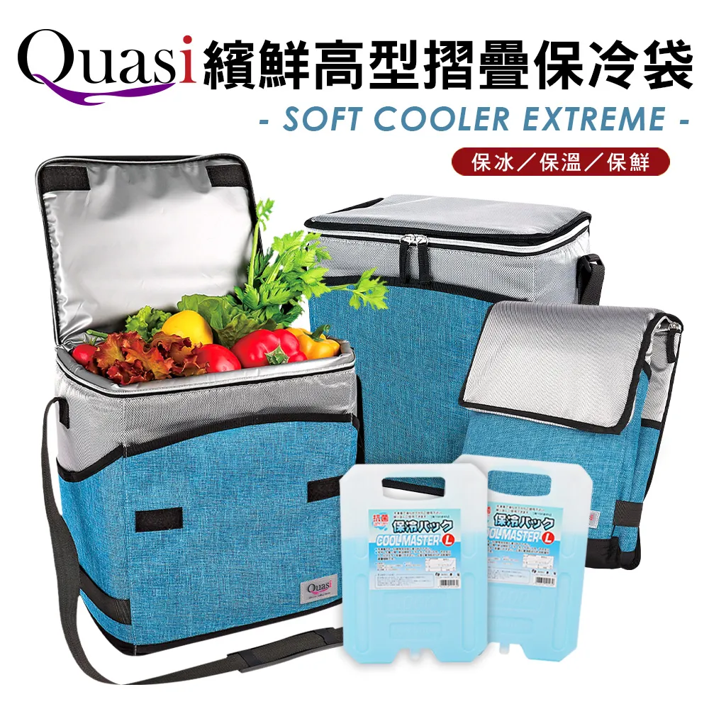 【Quasi】繽鮮高型摺疊保冷袋+日本製冰磚1kg2入-紅 歷史價格詳細信息