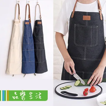 圍裙牛仔時尚制LOGO廚房制餐廳廚師奶茶咖啡店女工作服圍裙 歷史價格詳細信息