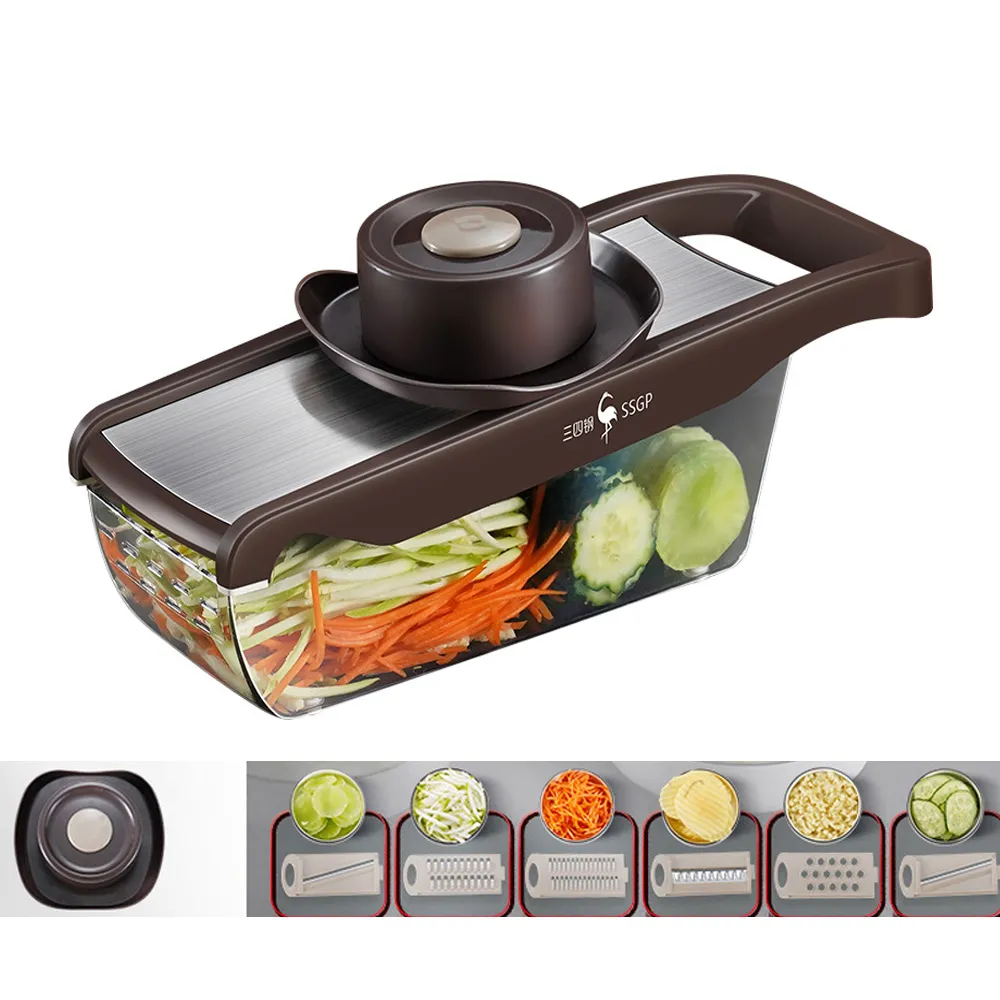 PUSH!廚房用品防切手多功能切片切菜器刨絲器切絲(可薄切檸檬)D127藍綠色 歷史價格詳細信息