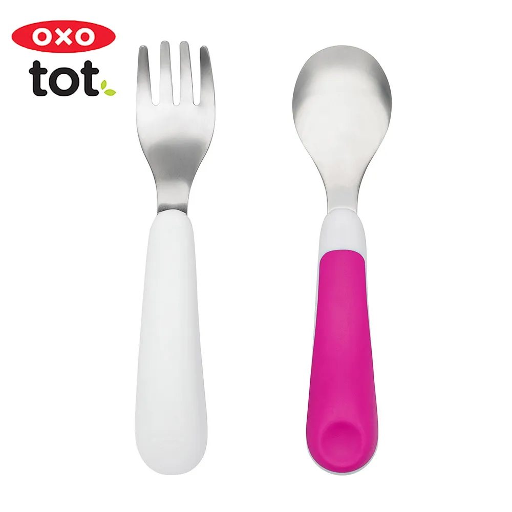 OXO TOT 寶寶握叉匙組 : 海軍藍、莓果粉、靚藍綠 不鏽鋼 寶寶學習餐具 無盒 湯匙+叉子 歷史價格詳細信息
