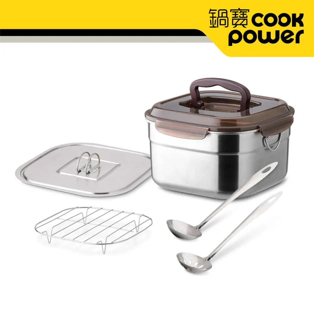 【CookPower 鍋寶】304不鏽鋼野營萬用保鮮盒4.6L(含湯勺漏勺組) EO-BVS4613RG02 歷史價格詳細信息