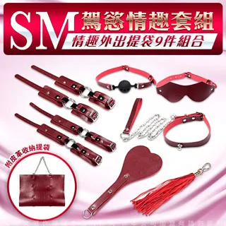 SM情趣9件組 外出收納包 紅 黑 SM收納包 毛絨手銬 綑綁束縛皮鞭 歷史價格詳細信息
