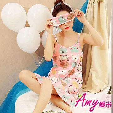 AMY甜美睡衣-格紋微笑清新甜美可愛寬鬆睡裙短袖純棉睡衣/居家服(AD090) 歷史價格詳細信息