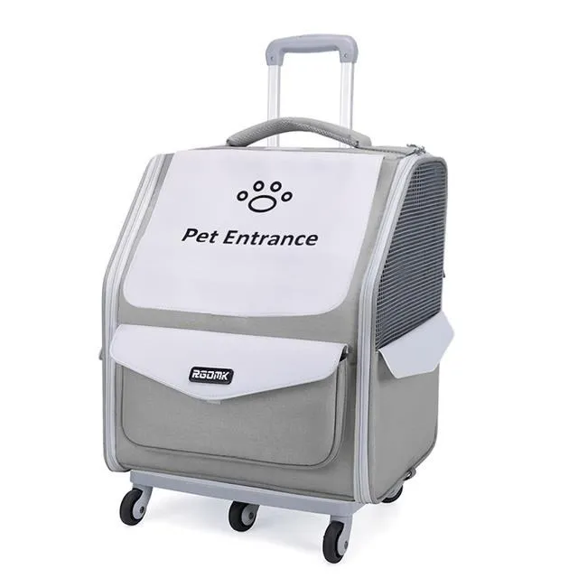 寵物貓咪外出拉桿包高顏值新款便攜狗拉桿箱小推車大容量雙肩貓包 歷史價格詳細信息