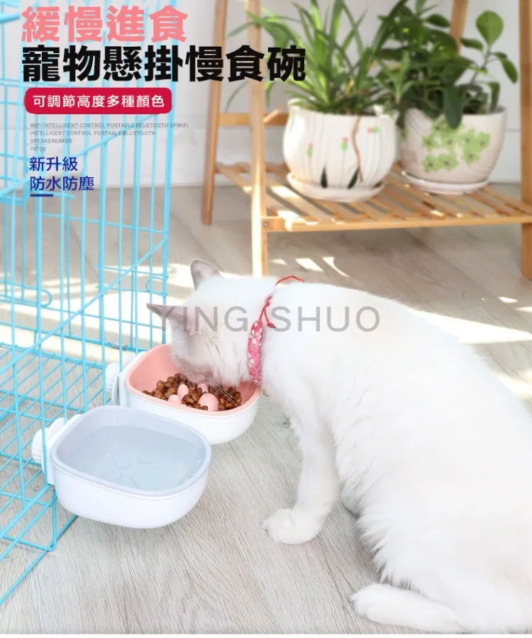 寵物碗懸掛式喂水餵食狗狗貓咪塑膠碗貓碗狗碗中小型犬防噎慢食碗 歷史價格詳細信息