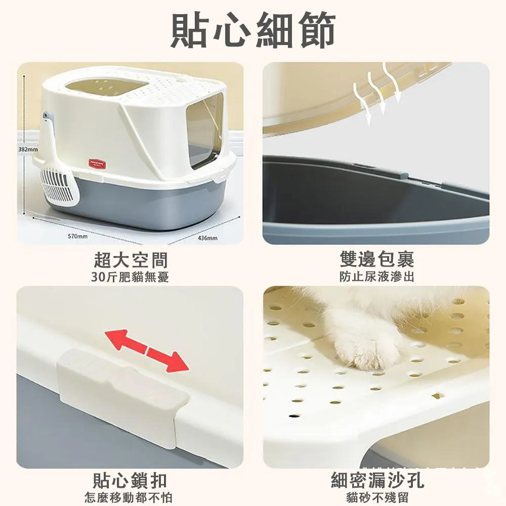 派可為 貓砂盆全封閉式防外濺貓屎盆貓沙盆貓咪用品特大號貓廁所~清倉價 歷史價格詳細信息