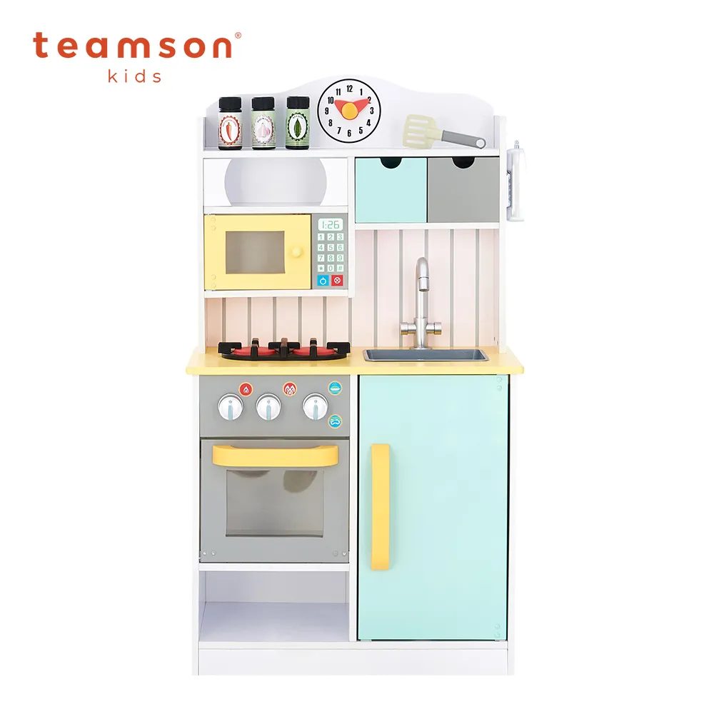 Teamson 佛羅倫斯木製家家酒兒童廚房玩具|廚具組(三色可選)【木紋/藍黃色加贈12件木製廚具組】【麗兒采家】 歷史價格詳細信息