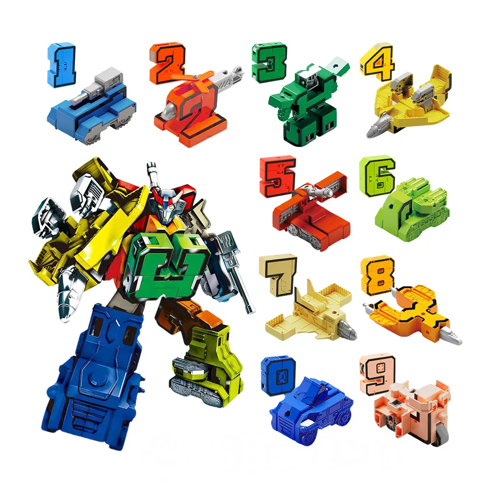 數字變形玩具兒童益智玩具拼裝合體機器人汽車機甲3-6歲9男孩禮物 歷史價格詳細信息