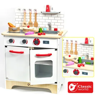 《德國Classic world》白色經典廚房組 【扮家家酒_適合3歲以上】客來喜經典木玩具－官方直營 歷史價格詳細信息
