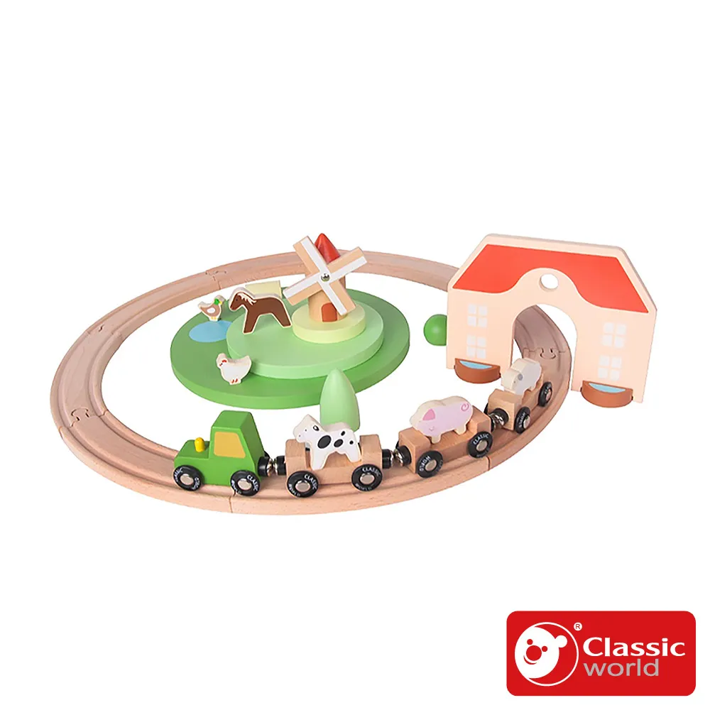 《德國Classic world》農場小火車套組【益智啟蒙_適合3歲以上】客來喜經典木玩－官方直營 歷史價格詳細信息