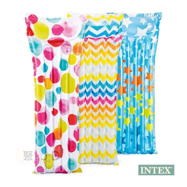 INTEX59711 原廠 彩色圓圈浮排183cm*69cm 成人玩水游泳 戲水 水上氣墊床 充氣浮床 歷史價格詳細信息