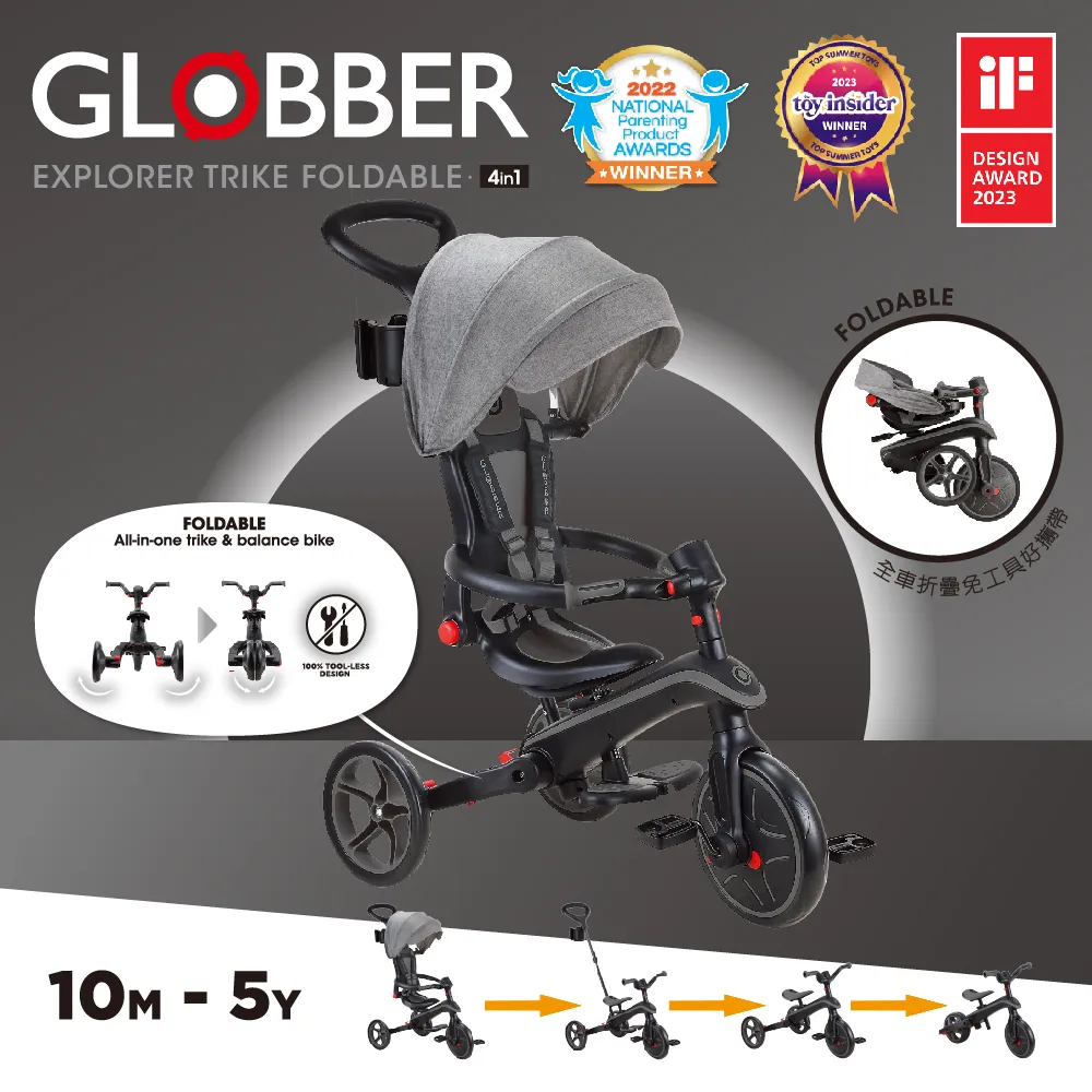 法國 GLOBBER 4合1 Trike多功能3輪推車折疊版-城市野營綠 歷史價格詳細信息