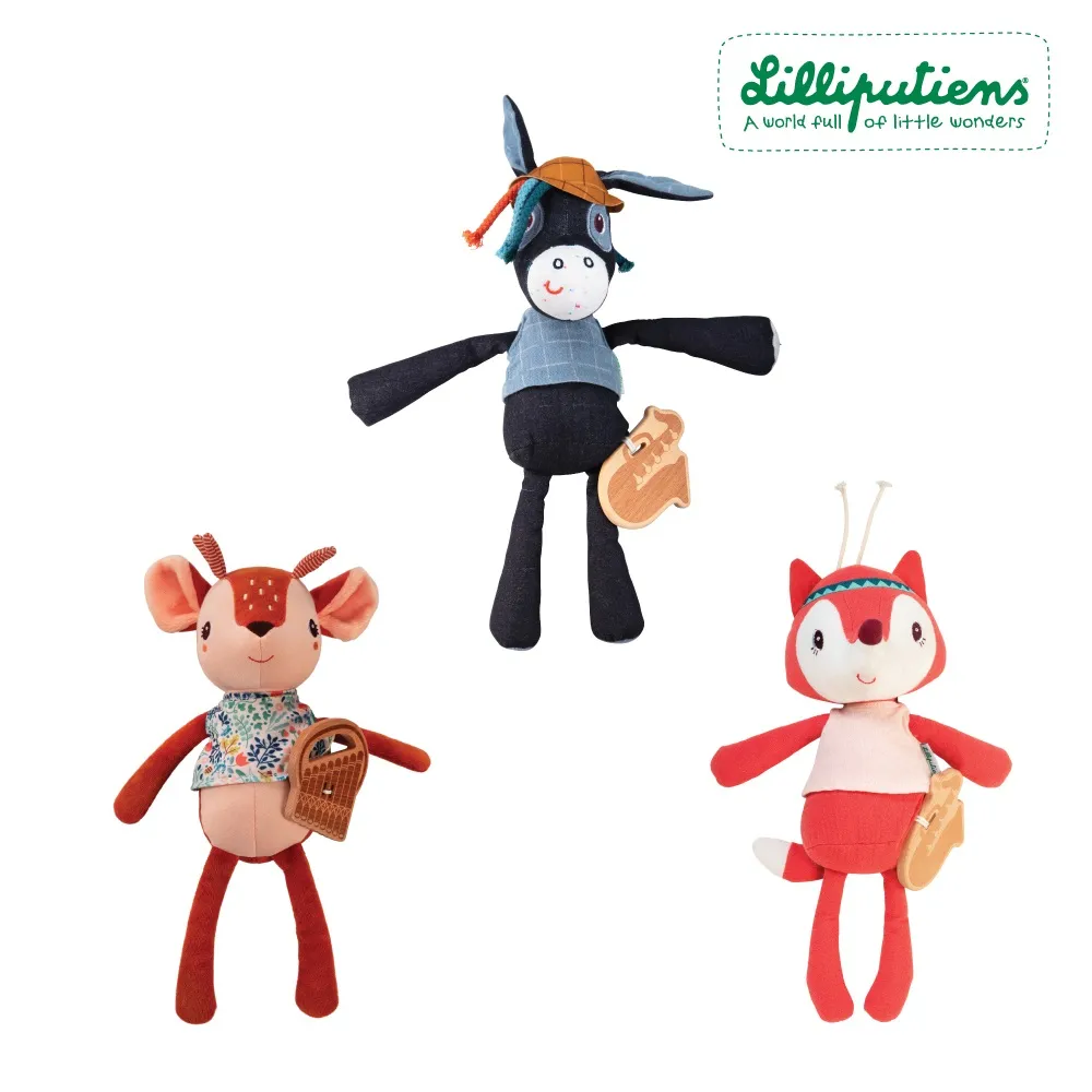 【Lilliputiens】寶寶手腕搖鈴（伊格納斯小驢+愛麗絲小狐+羅莎莉小牛）有機棉手腕帶 歷史價格詳細信息