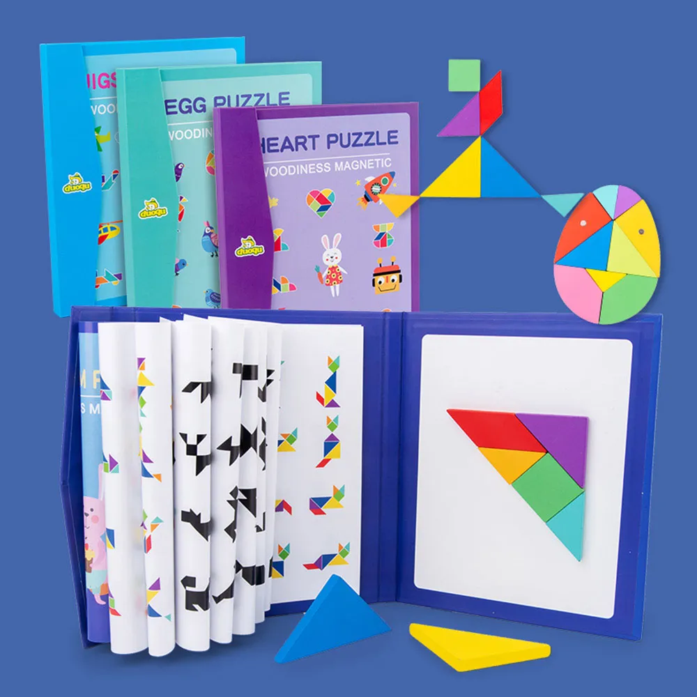 木製磁性148片創意拼圖0.7 兒童早教益智幾何形狀七巧板玩具 歷史價格詳細信息