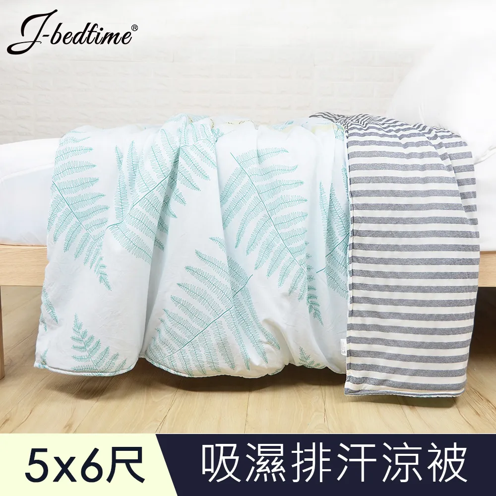 【J-bedtime】文青風AB版吸濕排汗舖棉四季涼被-5X6尺(質感條紋) 歷史價格詳細信息