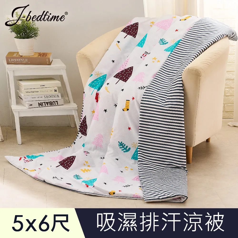 【J-bedtime】文青風AB版吸濕排汗舖棉四季涼被-5X6尺(質感條紋) 歷史價格詳細信息