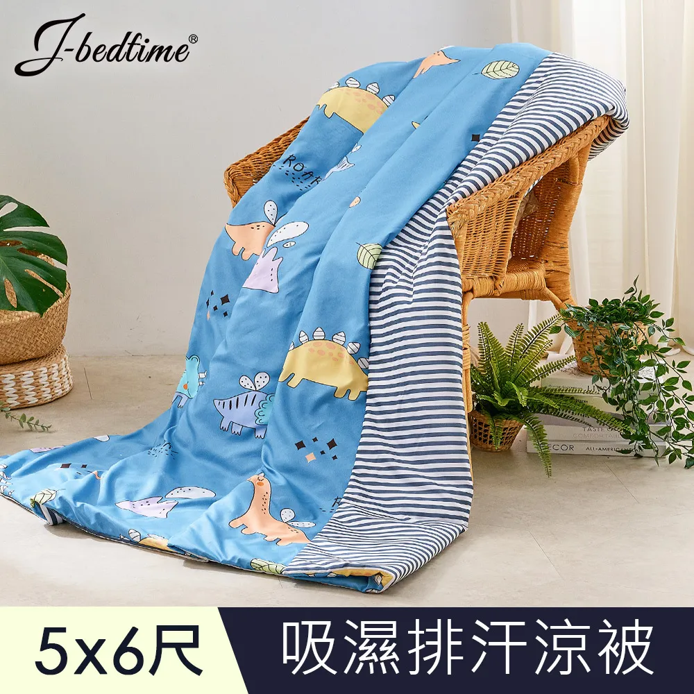 【J-bedtime】文青風AB版吸濕排汗舖棉四季涼被-5X6尺(質感條紋) 歷史價格詳細信息