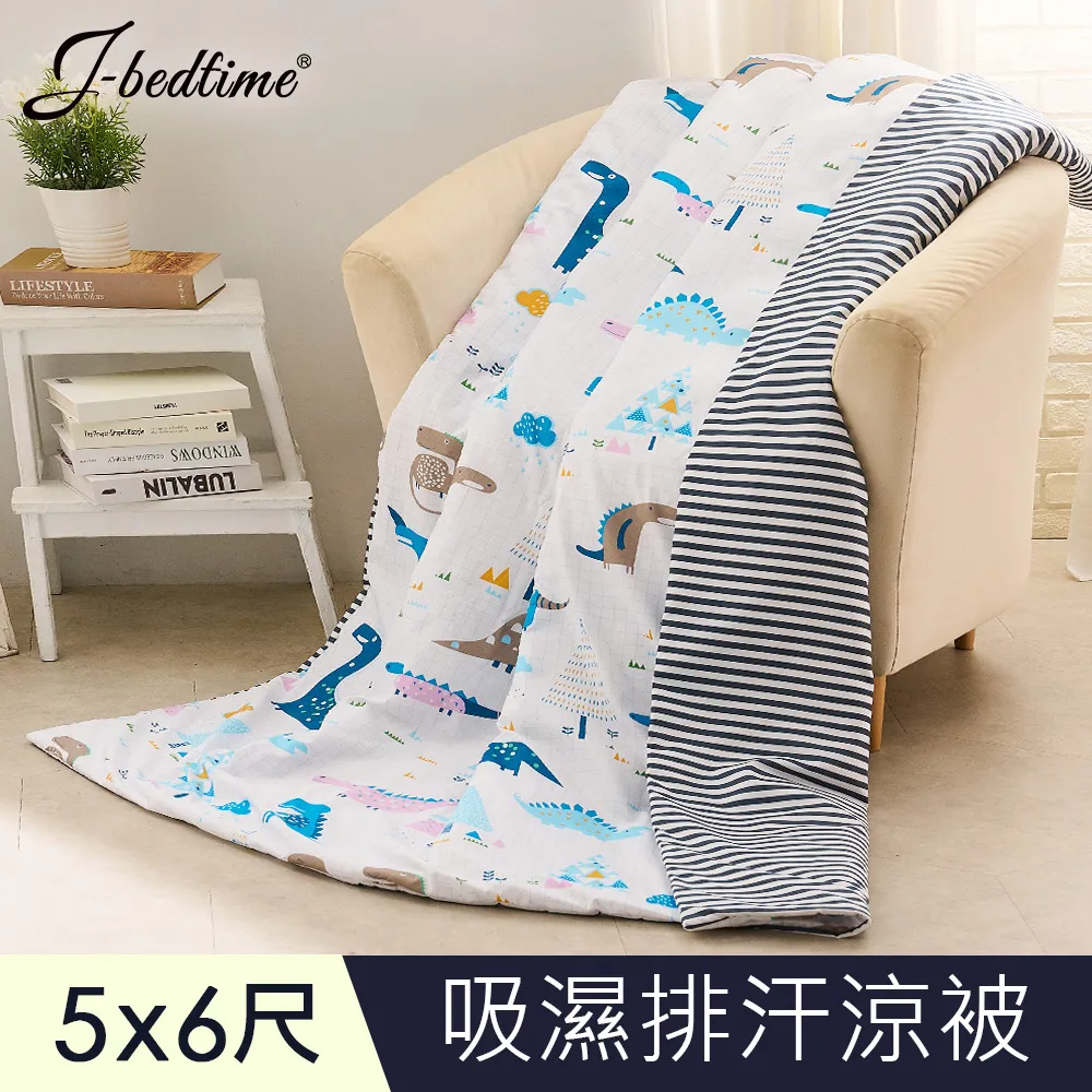 【J-bedtime】文青風AB版吸濕排汗舖棉四季涼被-5X6尺(質感條紋) 歷史價格詳細信息