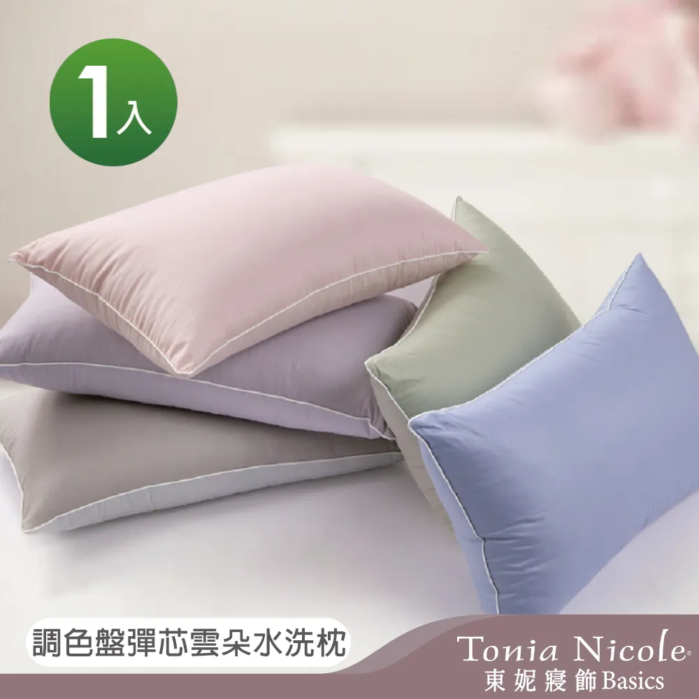 【Tonia Nicole 東妮寢飾】調色盤雲朵水洗枕2入+防水透氣枕套保潔墊2入 歷史價格詳細信息