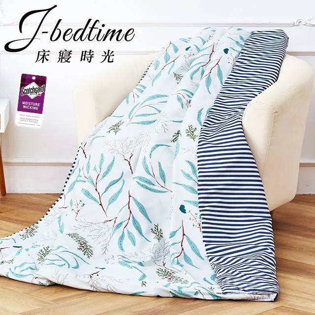 【J-bedtime】文青風AB版吸濕排汗舖棉四季涼被-5X6尺(質感條紋) 歷史價格詳細信息