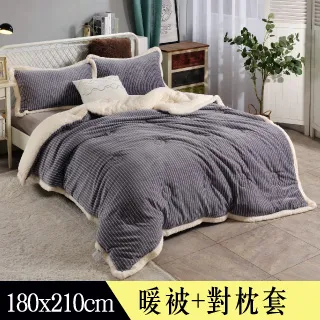 【Betrise文青灰】簡約牛奶绒X羊羔绒包邊雙面加厚多功能暖被枕套三件組-大尺寸180X210CM 歷史價格詳細信息