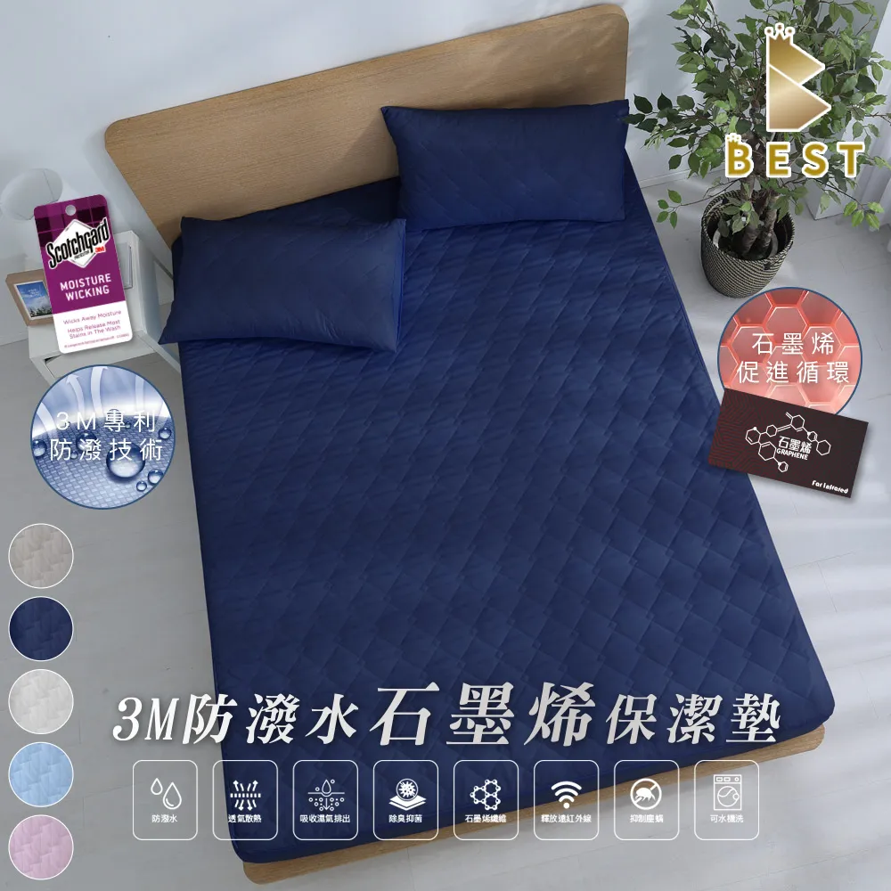【BEST寢飾】3M防潑水技術石墨烯保潔墊枕套組 買1送1 單人/雙人/加大/特大 均價 鋪棉加厚 歷史價格詳細信息