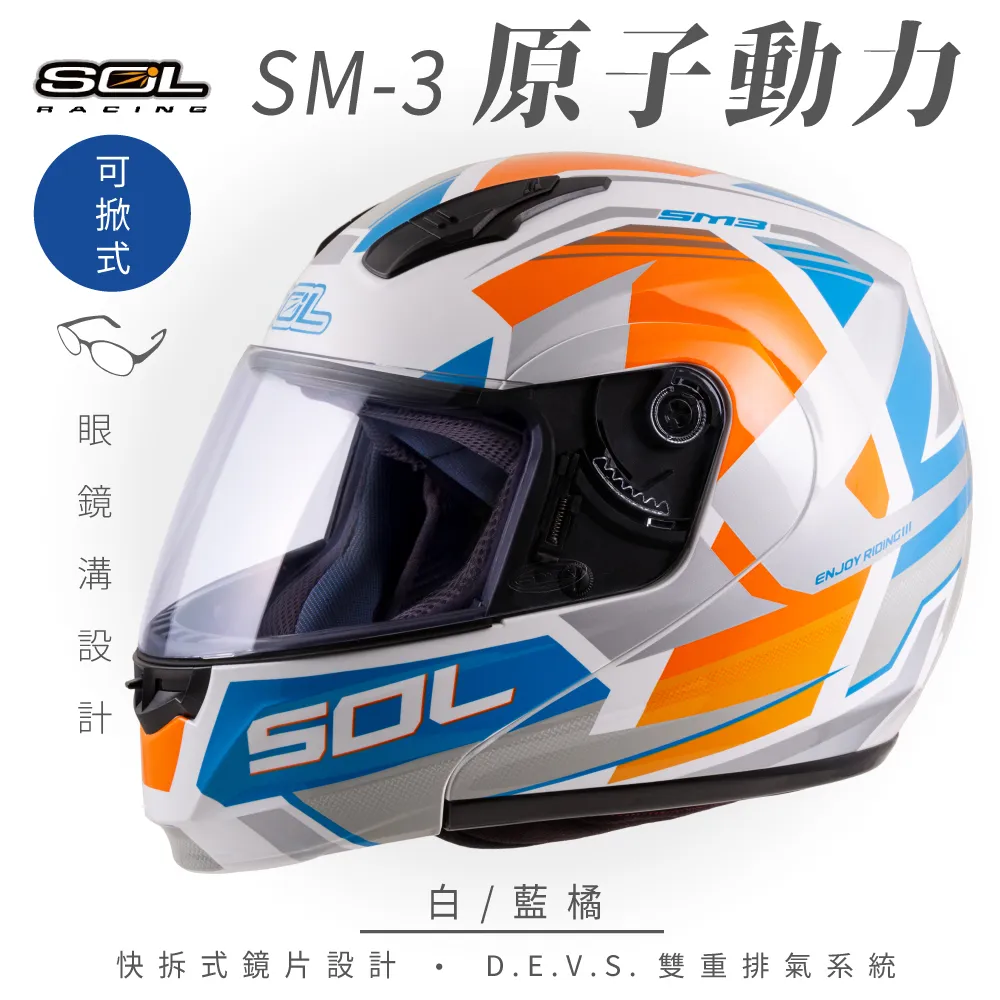【SOL】SM-3 原子動力 黑/黃藍 可樂帽 全罩式 MD-04(可掀式安全帽│鏡片│內襯│輕量化) 歷史價格詳細信息