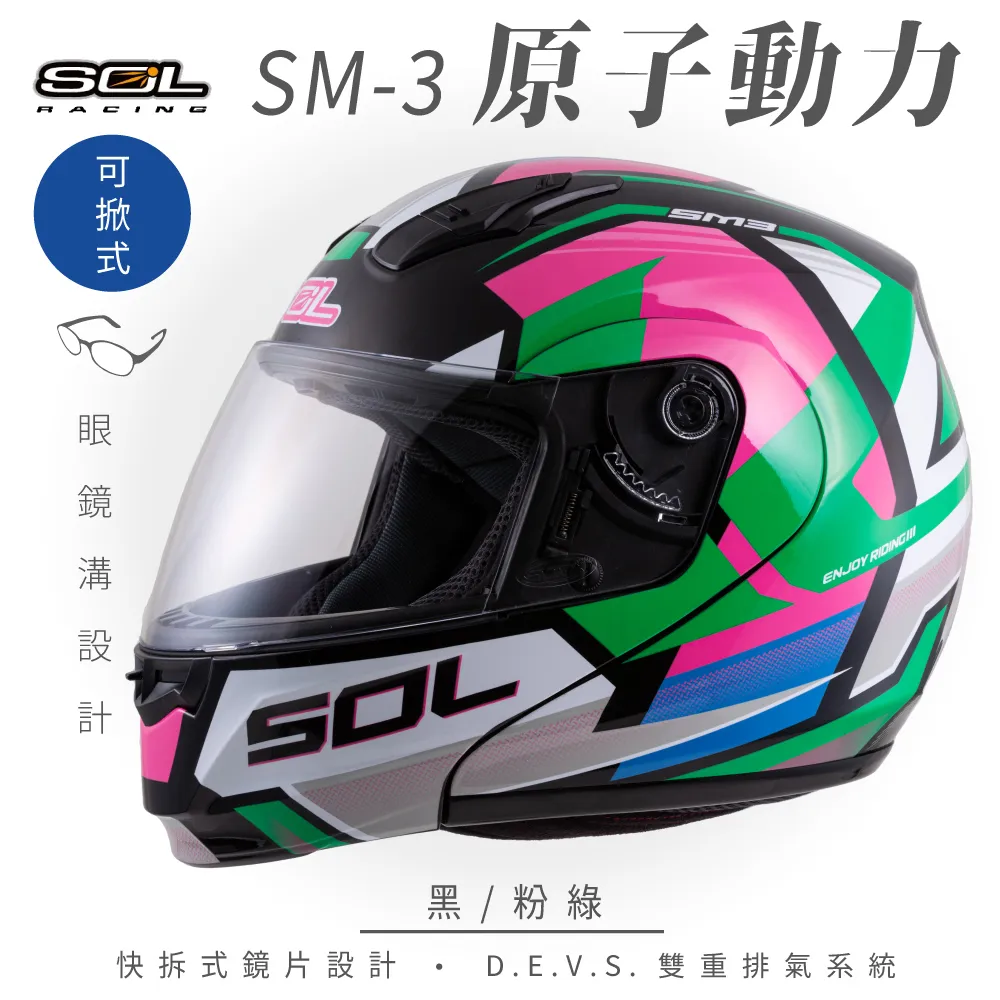【SOL】SM-3 原子動力 黑/黃藍 可樂帽 全罩式 MD-04(可掀式安全帽│鏡片│內襯│輕量化) 歷史價格詳細信息