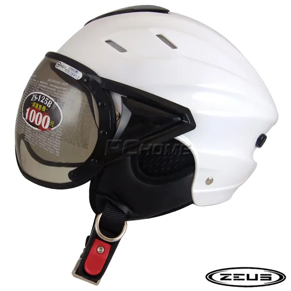 ZEUS 瑞獅 ZS-125B 125B 雪帽 半罩 飛行鏡 W鏡 內襯可拆 透氣 通風 安全帽 白 桃紅 歷史價格詳細信息