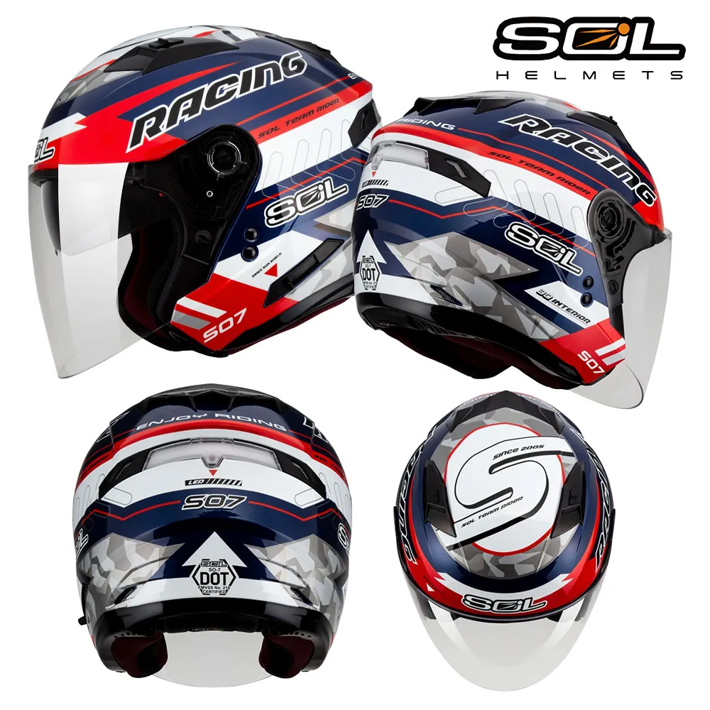 SOL SO-7/SO7 安全帽 極速先鋒 藍/灰白藍 雙鏡片 雙D扣 半罩 安全帽《送280購物金》 歷史價格詳細信息