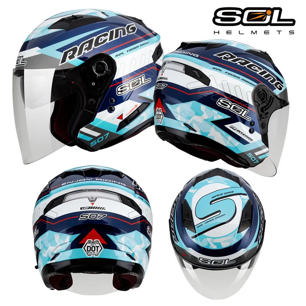 SOL SO-7/SO7 安全帽 極速先鋒 藍/灰白藍 雙鏡片 雙D扣 半罩 安全帽《送280購物金》 歷史價格詳細信息