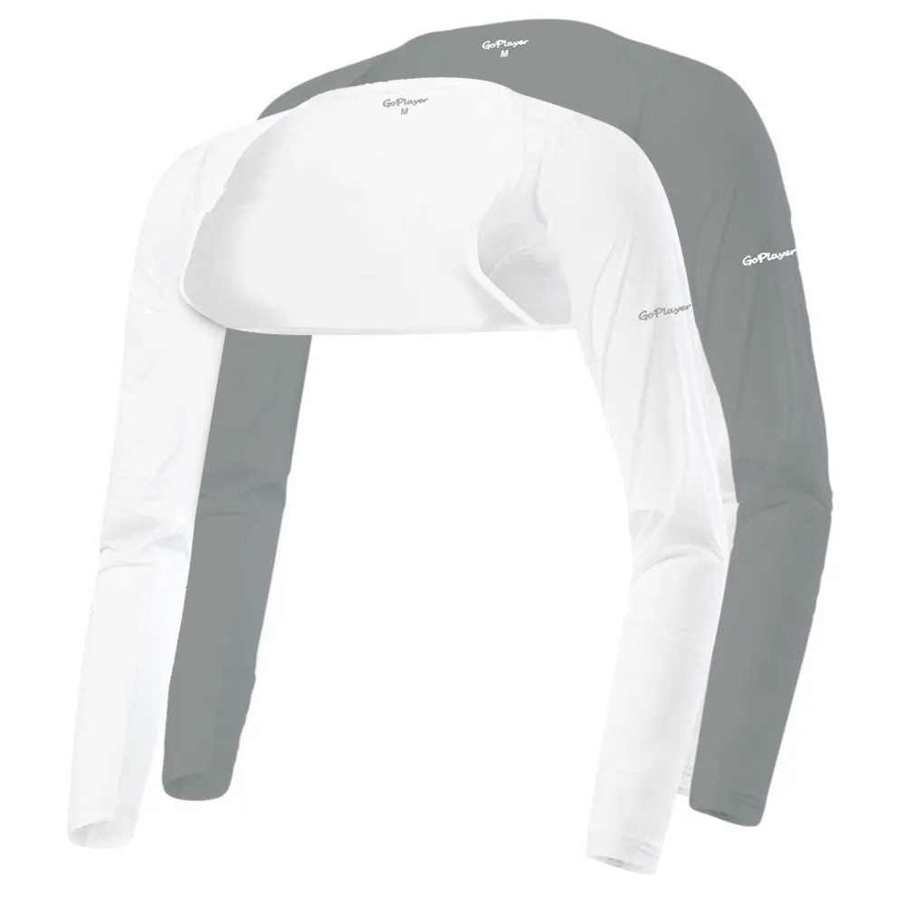 【GoPlayer】男抗UV涼感袖套-白.灰 (男高爾夫抗UV防曬彈性輕薄涼感冰絲袖套) 歷史價格詳細信息