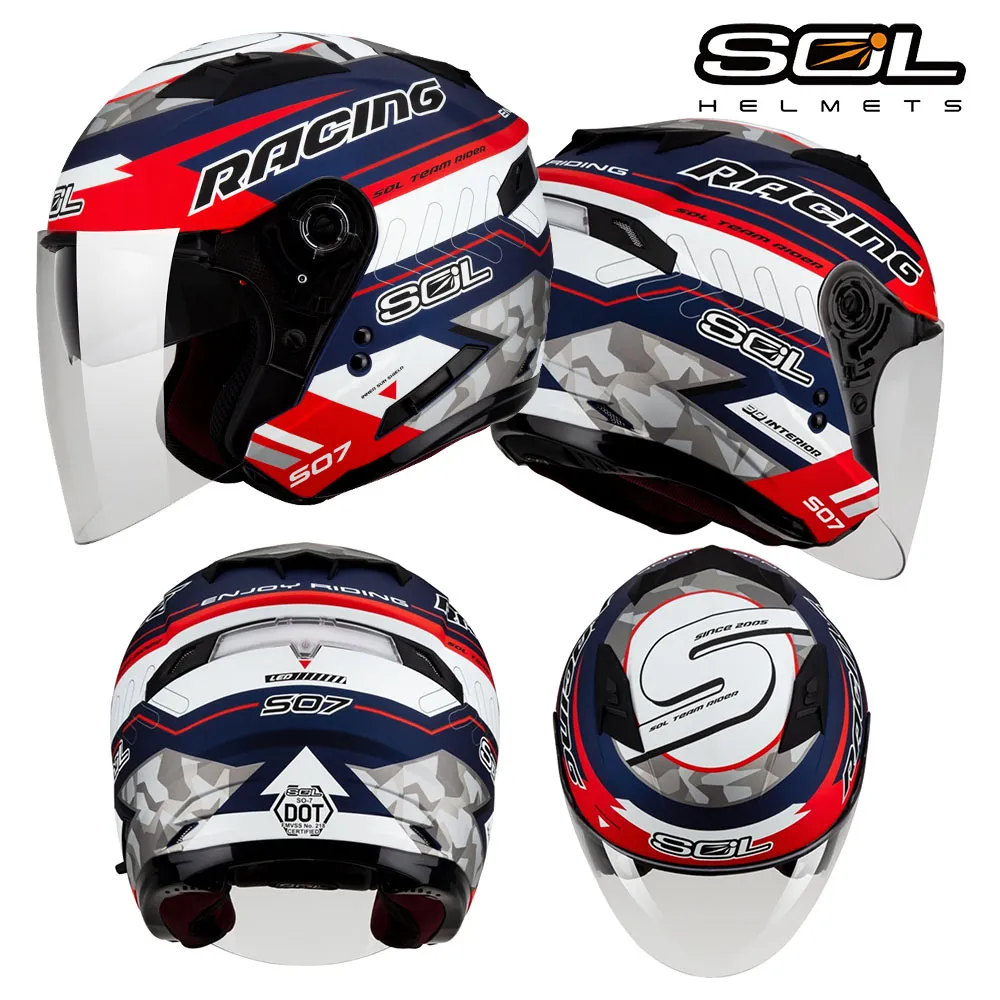 SOL SO-7/SO7 安全帽  極速先鋒 消光藍/紅白銀 雙鏡片 雙D扣 半罩 《送280購物金》 歷史價格詳細信息