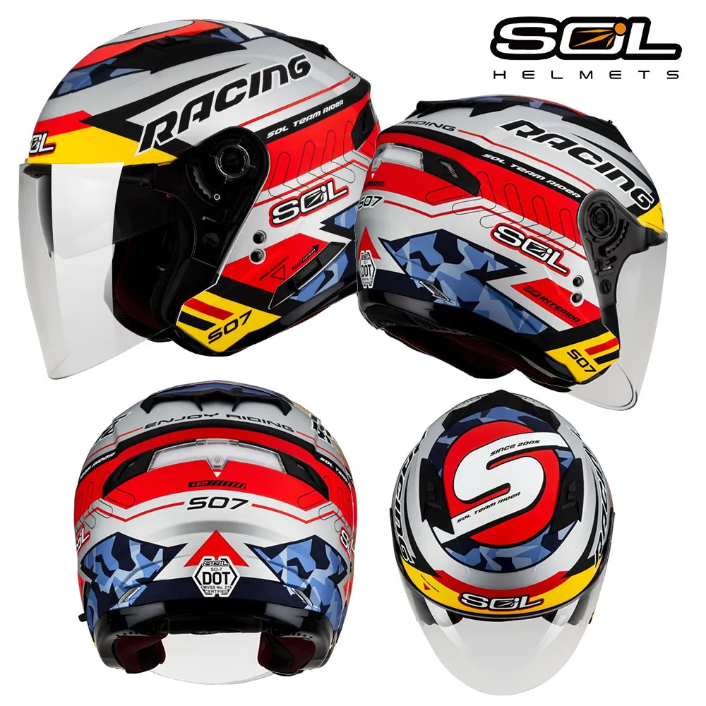 SOL SO-7/SO7 安全帽  極速先鋒 消光藍/紅白銀 雙鏡片 雙D扣 半罩 《送280購物金》 歷史價格詳細信息