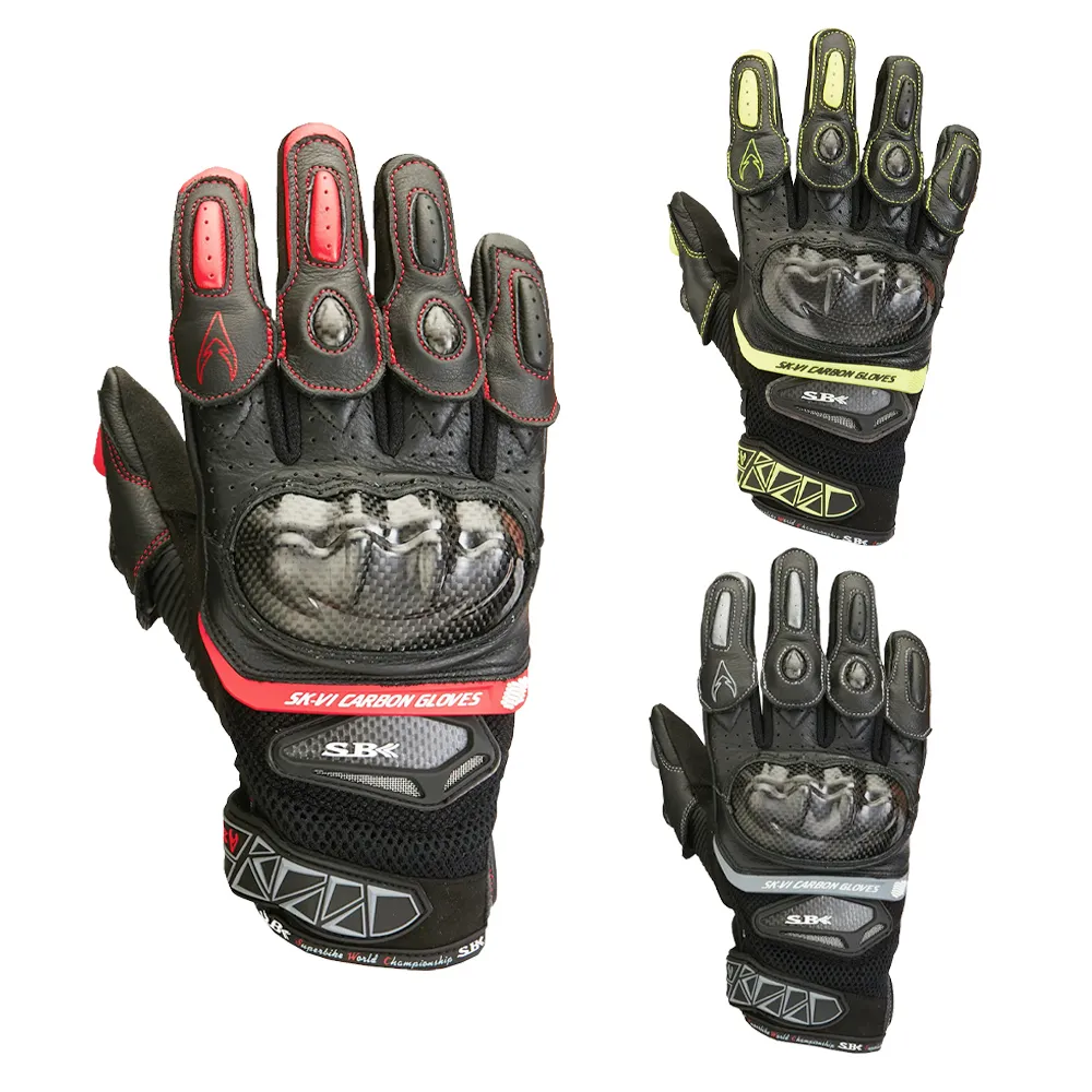 SBK SK-6 / SK6 手套 防摔 碳纖維 短手套 CARBON 夏季 透氣 手套 -黑/黃《淘帽屋》 歷史價格詳細信息