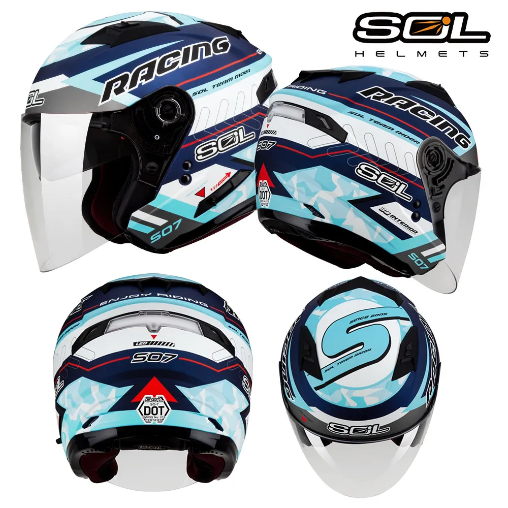 SOL SO-7/SO7 安全帽  極速先鋒 消光藍/紅白銀 雙鏡片 雙D扣 半罩 《送280購物金》 歷史價格詳細信息