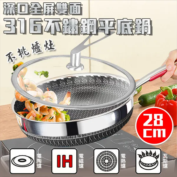 平底鍋 不沾鍋 不鏽鋼鍋 炒菜鍋 抖音代發雙色微壓鍋鈦合金不粘鍋健康少炒鍋平底帶蒸屜批發 歷史價格詳細信息