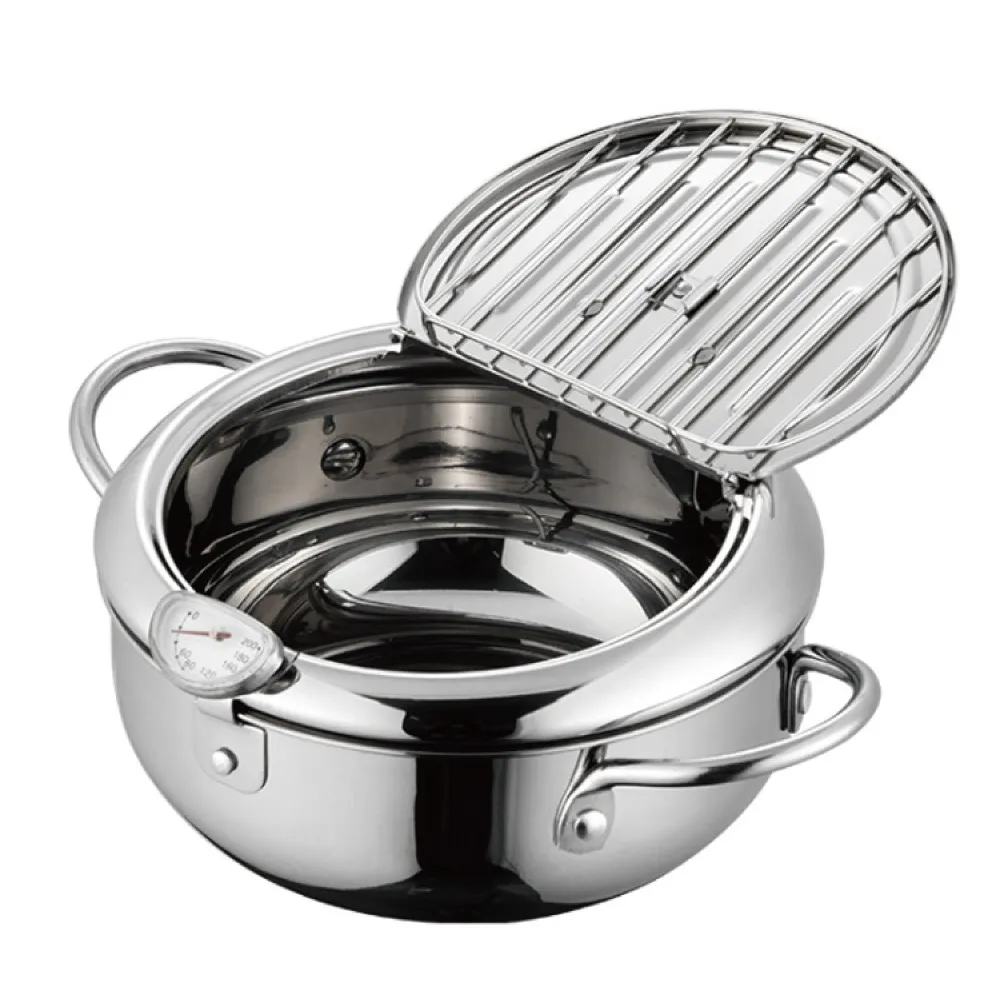 304不鏽鋼油炸鍋 家用省油小炸鍋 24CM日式可溫控小型炸油鍋 歷史價格詳細信息