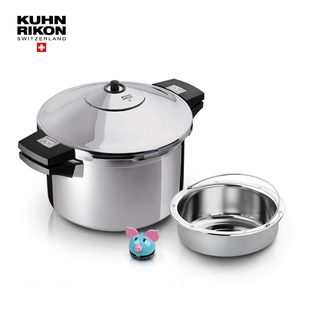 【KUHN RIKON瑞康屋】瑞士首席單柄壓力鍋5L+UCOM疊疊樂雙層蒸盤含蒸架21CM+UCOM 超萌粉彩豬計時器 歷史價格詳細信息